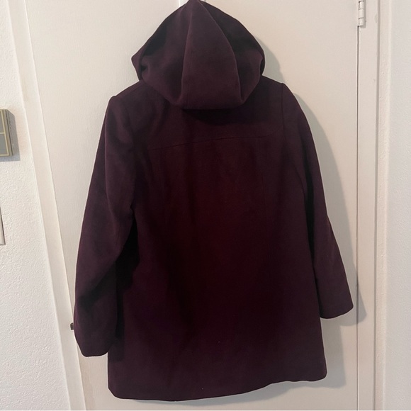 Cath Kidston Women’s Duffle Jacket Faux Fur Pom Poms Toggle Zip Burgundy UK 12 - Picture 5 of 11